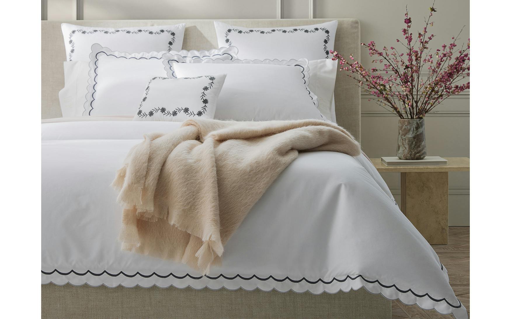 Elegant White Modern Gray Monogram Pillow Case