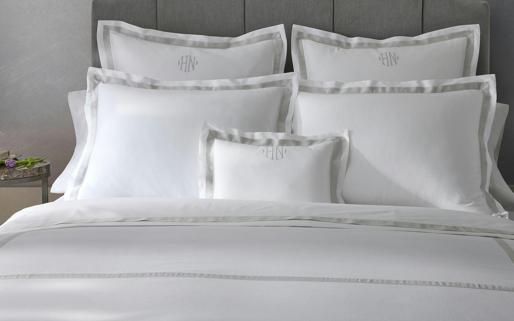 Monogrammed Pillow Sham Pillowcases Embroidered Silver Standard