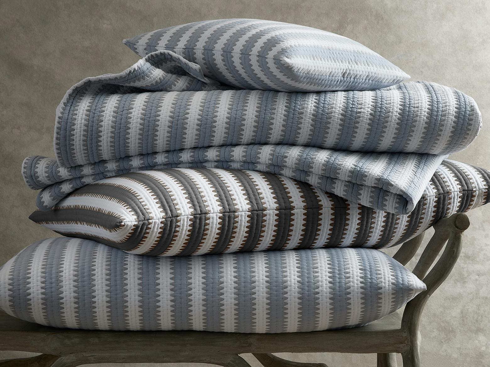 Apollo Stripe Matelassé Coverlet | Matouk Luxury Linens