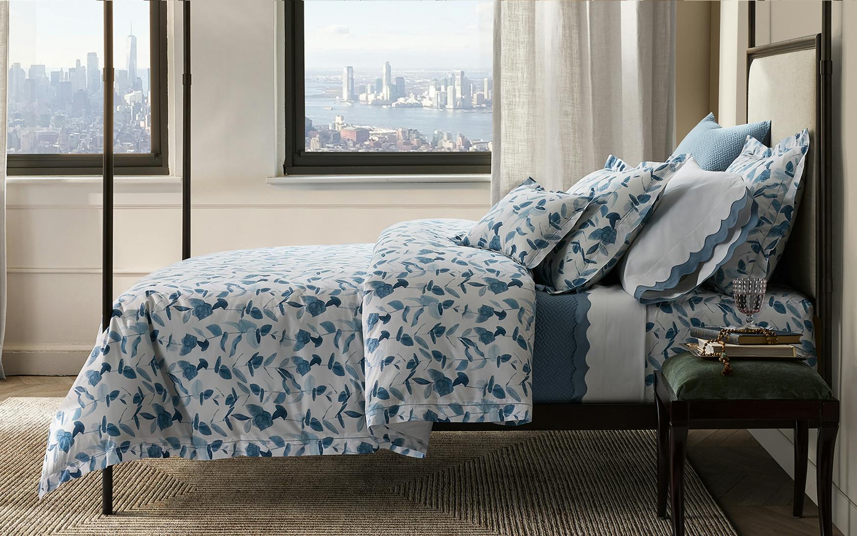 Louis Vuitton Smokey Blue Monogram Comforter Bedding Set