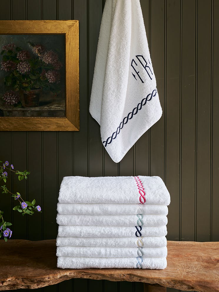 Matouk Beach Road Bath Towels - Wash Towel | Blue Stripe